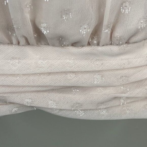 WHBM High Neck Top Womens 6 Coquette Smocked Romantic Swiss Dot Dainty Blouse - Picture 5 of 11